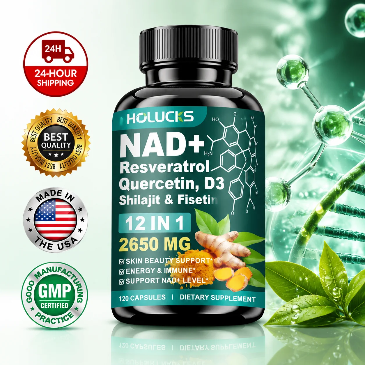 Health Wellness Day - High Potency NAD+ Supplement, with Quercetin,