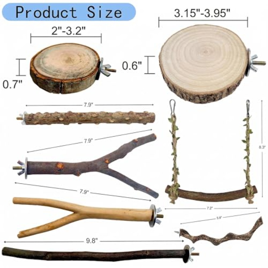 8PCS natural wood bird perches - Health & Wellness Expo 2025 review and price