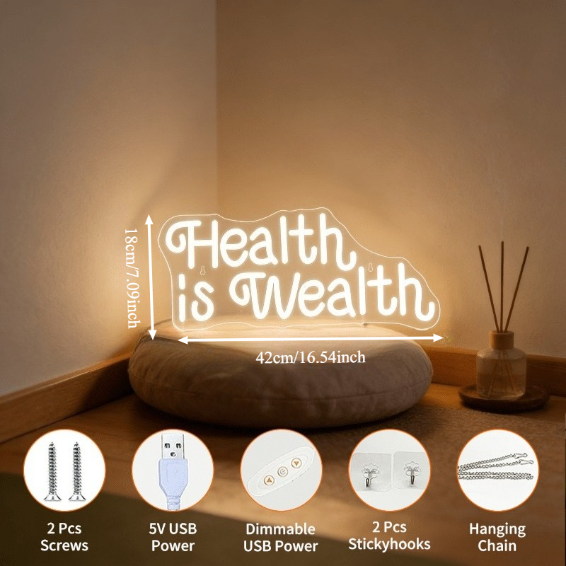 Health is Wealth Neon Sign LED - Health Wellness Yoga review and price